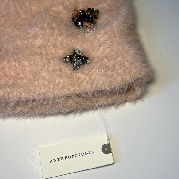 Anthro Pink furry beanie with rhinestones - Picture 3 of 4